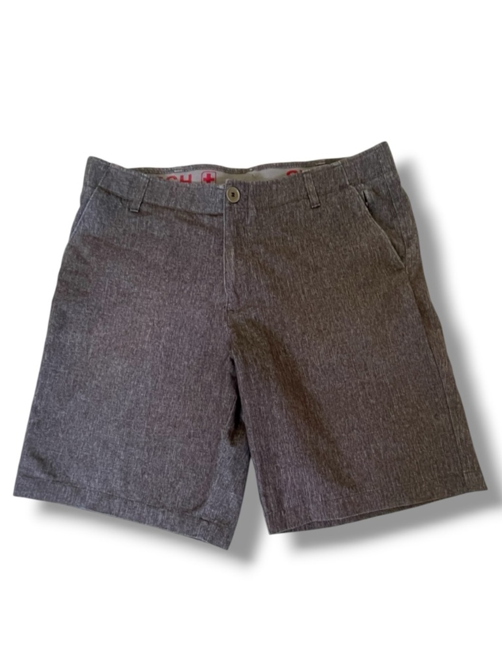 SwissTech Gray Heather Performance Shorts Mens Stretch Hiking Travel Lightweight
